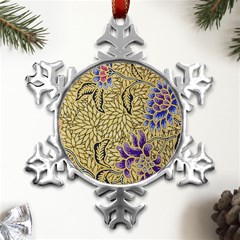 Traditional Art Batik Pattern Metal Small Snowflake Ornament by Ket1n9