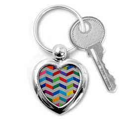 Charming Chevrons Quilt Key Chain (heart) by Ket1n9