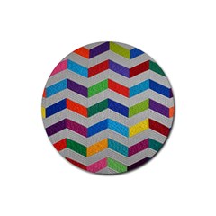 Charming Chevrons Quilt Rubber Round Coaster (4 Pack) by Ket1n9