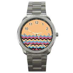 Chevrons Patterns Colorful Stripes Sport Metal Watch by Ket1n9