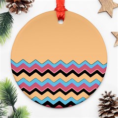 Chevrons Patterns Colorful Stripes Round Ornament (two Sides) by Ket1n9