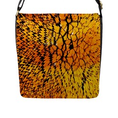 Yellow Chevron Zigzag Pattern Flap Closure Messenger Bag (l) by Ket1n9