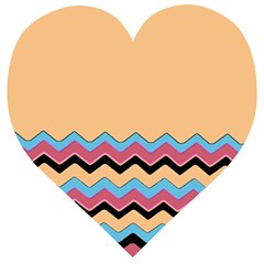 Chevrons Patterns Colorful Stripes Wooden Puzzle Heart by Ket1n9