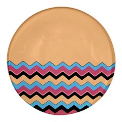 Chevrons Patterns Colorful Stripes Round Glass Fridge Magnet (4 Pack) by Ket1n9