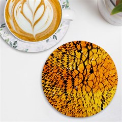 Yellow Chevron Zigzag Pattern Uv Print Round Tile Coaster by Ket1n9