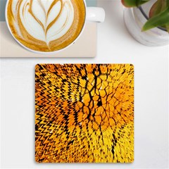 Yellow Chevron Zigzag Pattern Uv Print Square Tile Coaster  by Ket1n9