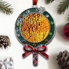 Yellow Chevron Zigzag Pattern Metal X mas Lollipop With Crystal Ornament by Ket1n9