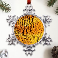 Yellow Chevron Zigzag Pattern Metal Large Snowflake Ornament by Ket1n9