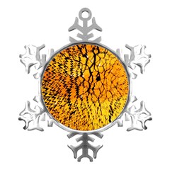 Yellow Chevron Zigzag Pattern Metal Small Snowflake Ornament by Ket1n9