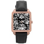 Neurons Brain Cells Brain Structure Rose Gold Leather Watch  Front