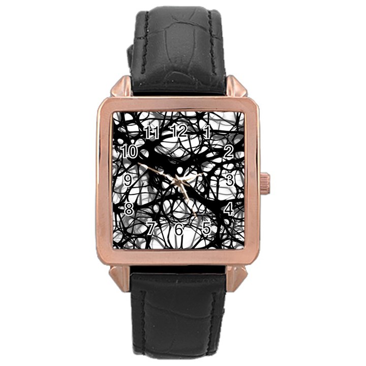 Neurons Brain Cells Brain Structure Rose Gold Leather Watch 