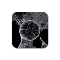 Space Universe Earth Rocket Rubber Coaster (square) by Ket1n9