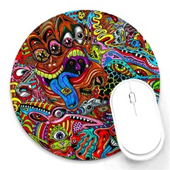 Art Color Dark Detail Monsters Psychedelic Round Mousepad by Ket1n9