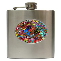 Art Color Dark Detail Monsters Psychedelic Hip Flask (6 Oz) by Ket1n9