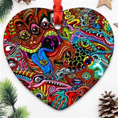 Art Color Dark Detail Monsters Psychedelic Heart Ornament (two Sides) by Ket1n9