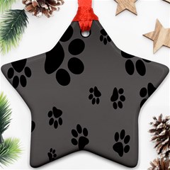 Dog Foodprint Paw Prints Seamless Background And Pattern Ornament (star) by Ket1n9