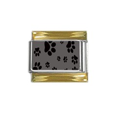 Dog Foodprint Paw Prints Seamless Background And Pattern Gold Trim Italian Charm (9mm) by Ket1n9