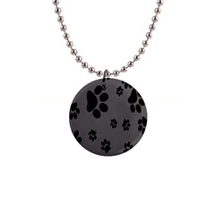 Dog Foodprint Paw Prints Seamless Background And Pattern 1  Button Necklace by Ket1n9