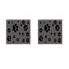 Dog Foodprint Paw Prints Seamless Background And Pattern Cufflinks (square) by Ket1n9