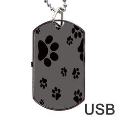 Dog Foodprint Paw Prints Seamless Background And Pattern Dog Tag Usb Flash (two Sides) by Ket1n9