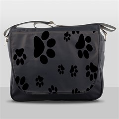 Dog Foodprint Paw Prints Seamless Background And Pattern Messenger Bag by Ket1n9