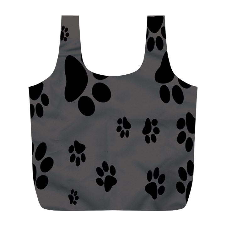 Dog Foodprint Paw Prints Seamless Background And Pattern Full Print Recycle Bag (L)