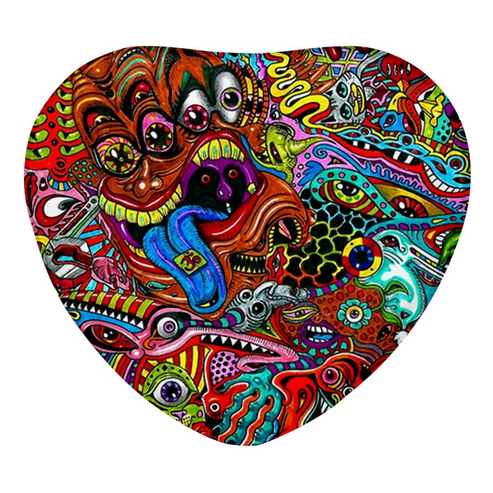 Art Color Dark Detail Monsters Psychedelic Heart Glass Fridge Magnet (4 pack)