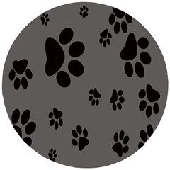 Dog Foodprint Paw Prints Seamless Background And Pattern Wooden Puzzle Round by Ket1n9