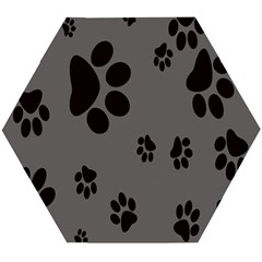 Dog Foodprint Paw Prints Seamless Background And Pattern Wooden Puzzle Hexagon by Ket1n9