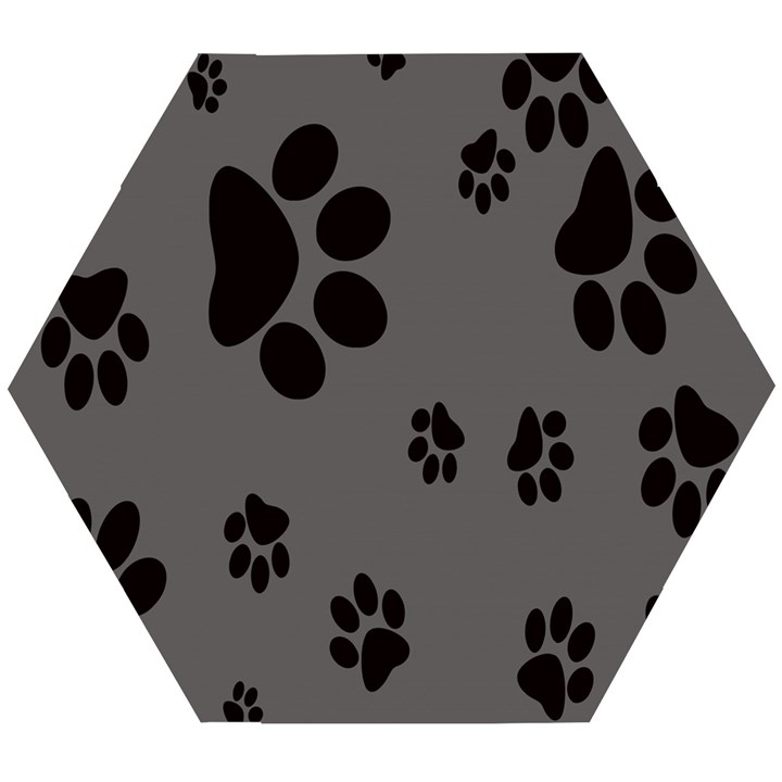 Dog Foodprint Paw Prints Seamless Background And Pattern Wooden Puzzle Hexagon