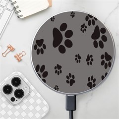 Dog Foodprint Paw Prints Seamless Background And Pattern Wireless Fast Charger(white) by Ket1n9