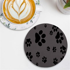 Dog Foodprint Paw Prints Seamless Background And Pattern Uv Print Round Tile Coaster by Ket1n9