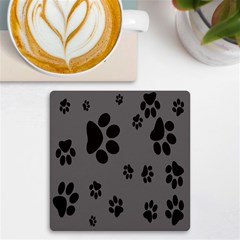 Dog Foodprint Paw Prints Seamless Background And Pattern Uv Print Square Tile Coaster  by Ket1n9