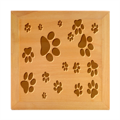 Dog Foodprint Paw Prints Seamless Background And Pattern Wood Photo Frame Cube by Ket1n9