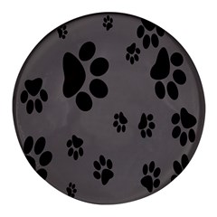 Dog Foodprint Paw Prints Seamless Background And Pattern Round Glass Fridge Magnet (4 Pack) by Ket1n9