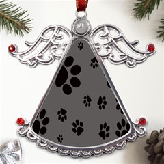 Dog Foodprint Paw Prints Seamless Background And Pattern Metal Angel With Crystal Ornament by Ket1n9