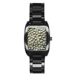 Ocean Pattern Stainless Steel Barrel Watch Front