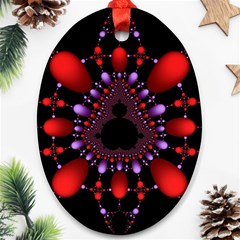 Fractal Red Violet Symmetric Spheres On Black Ornament (oval) by Ket1n9