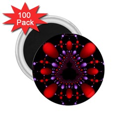 Fractal Red Violet Symmetric Spheres On Black 2 25  Magnets (100 Pack)  by Ket1n9