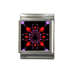 Fractal Red Violet Symmetric Spheres On Black Italian Charm (13mm) by Ket1n9