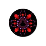 Fractal Red Violet Symmetric Spheres On Black Magnet 3  (Round) Front