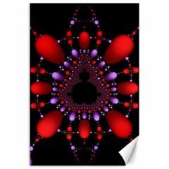 Fractal Red Violet Symmetric Spheres On Black Canvas 24  X 36  by Ket1n9