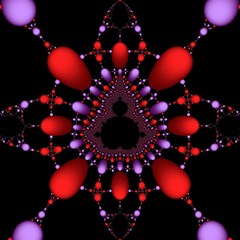 Fractal Red Violet Symmetric Spheres On Black Play Mat (square) by Ket1n9