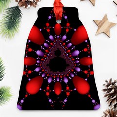 Fractal Red Violet Symmetric Spheres On Black Bell Ornament (two Sides) by Ket1n9