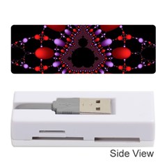 Fractal Red Violet Symmetric Spheres On Black Memory Card Reader (stick) by Ket1n9