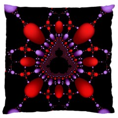 Fractal Red Violet Symmetric Spheres On Black Large Cushion Case (two Sides) by Ket1n9