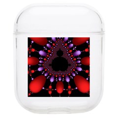 Fractal Red Violet Symmetric Spheres On Black Soft Tpu Airpods 1/2 Case by Ket1n9