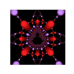 Fractal Red Violet Symmetric Spheres On Black Square Satin Scarf (30  X 30 ) by Ket1n9