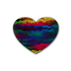 Watercolour Color Background Rubber Heart Coaster (4 Pack) by Ket1n9