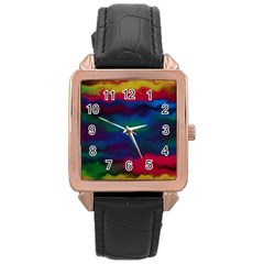 Watercolour Color Background Rose Gold Leather Watch  by Ket1n9